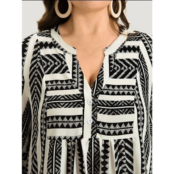 Bloomchic Dress Womens 18/20 Plus Aztec Skater Bandana Striped Pocket Button Not - Picture 4 of 4